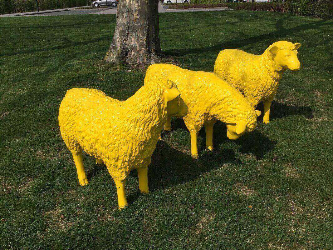Schafe in der Farbe gelb