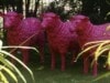 Drei Deko Schafe in pink