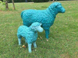 Deko Schafe und Lamm petrol