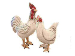 Riesiges Huhn und riesiger Hahn