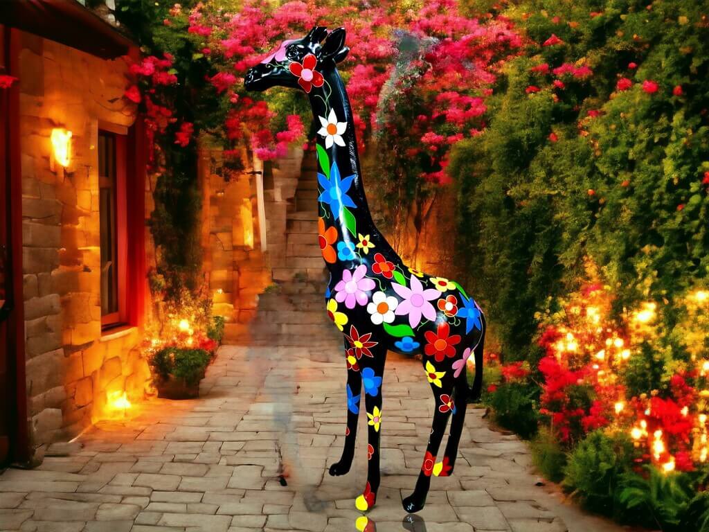 Flower Power Deko Kunst Giraffe
