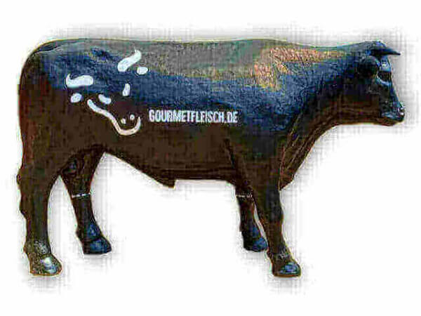 Life size bull with logo