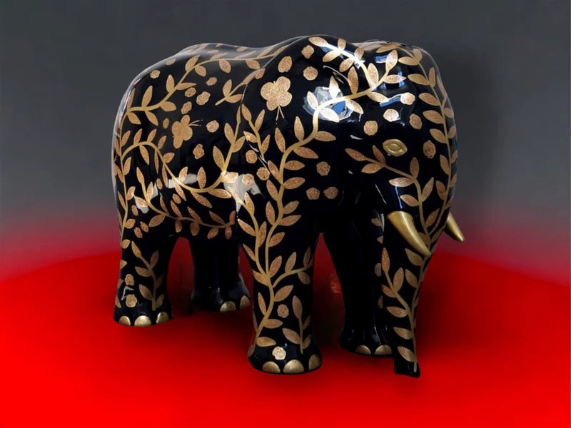 Deko Kunst goldenene Oranament Elefant