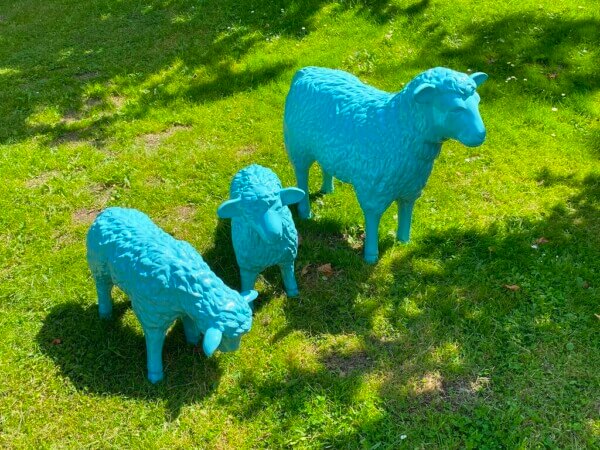 Deko Kunst Schafe und Lämmer Pastell Turkis
