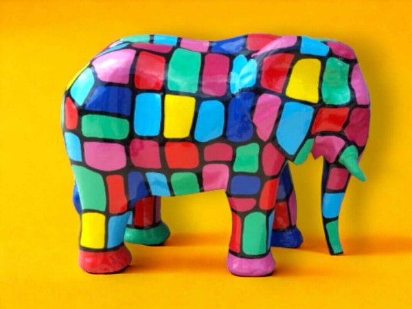Deko Elefant im Karo Design