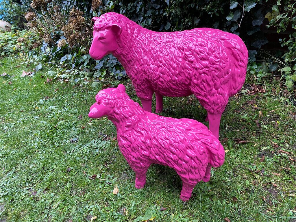 Kunst Schaf und Lamm in Pink
