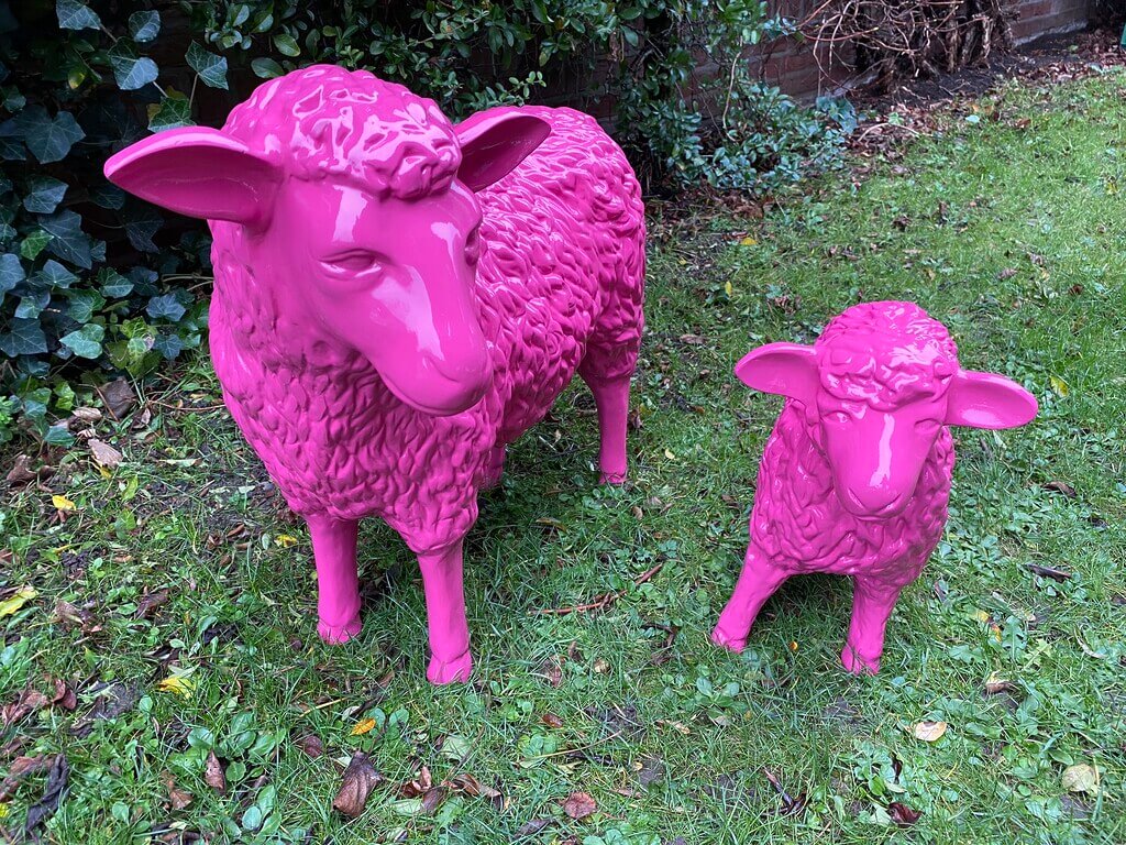 Kunst Lamm und Kunst Schaf in Pink