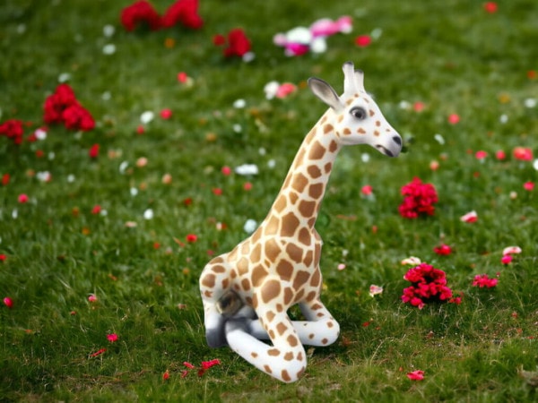 Sitzende Deko Giraffe natur