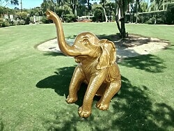 Goldener-sitzender-Deko-Elefant-für-den-Garten