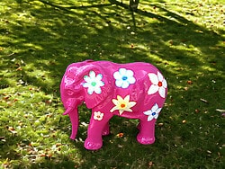 Deko Elefant Pink Flower Power